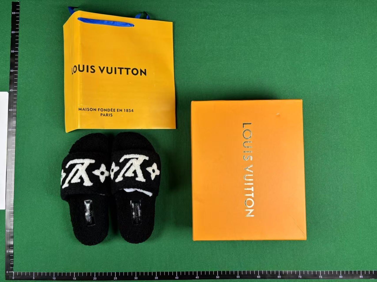  Louis Vuitton LV Monogram Faux Fur Slippers -1